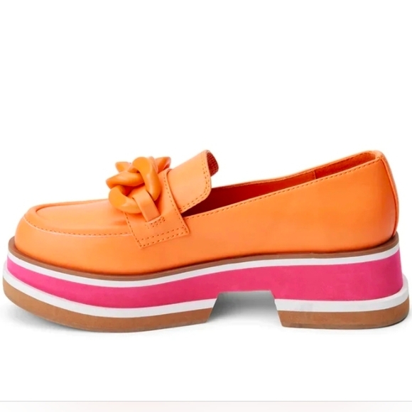 Coconuts by Matisse Orange Platform Loafers Size 8 Funky Pink White New In Box - Picture 5 of 5